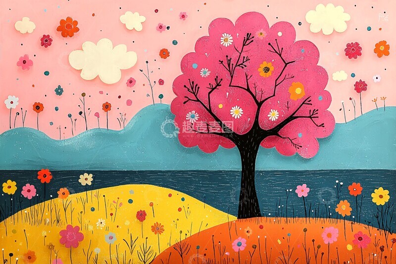 高清大图下载【趣麦麦图】-春日湖畔树春日湖畔树木1