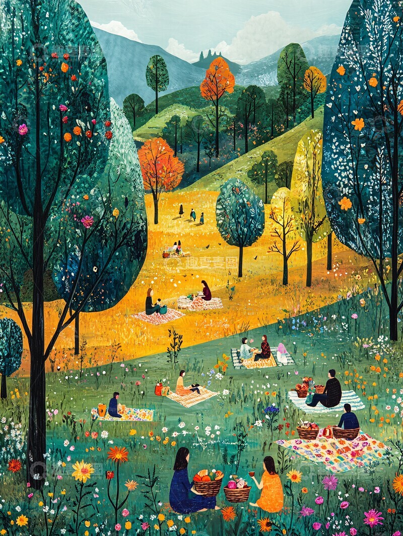 高清大图下载【趣麦麦图】春日公园野餐景