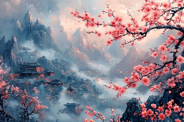 桃杏花开杜鹃红1