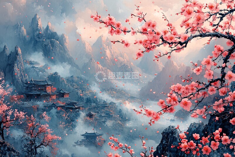 高清大图下载【趣麦麦图】桃杏花开杜鹃红1