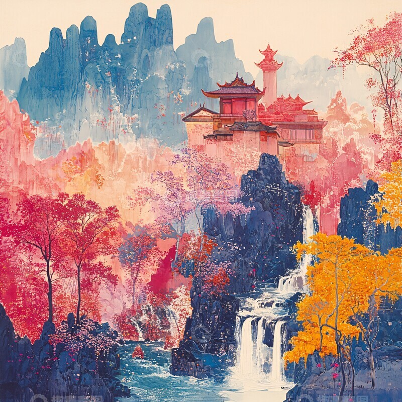 高清大图下载【趣麦麦图】山水画卷彩色中国风景2