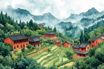 梯田与汉服少女2