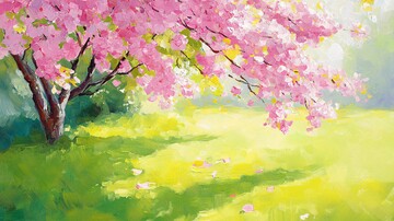 樱花与草地樱花草地花园