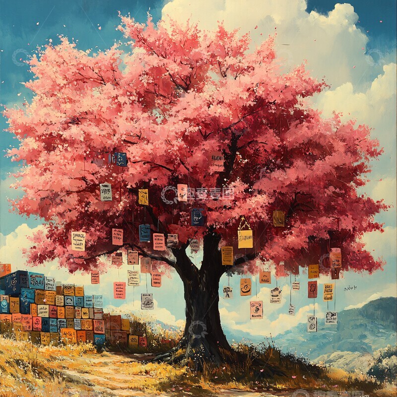 高清大图下载【趣麦麦图】多彩语言树多彩语言树枝1