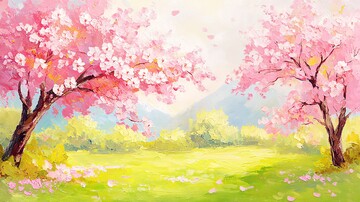 樱花与草地樱花草地花园1