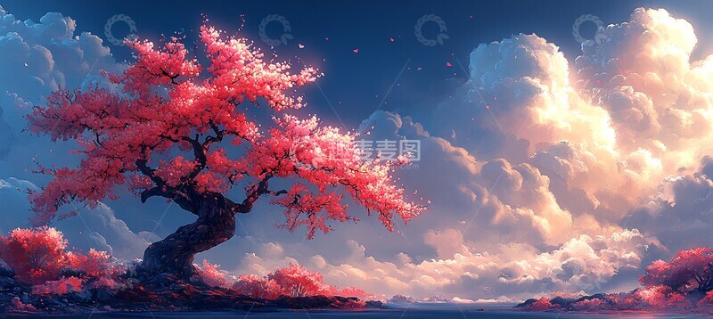 高清大图下载【趣麦麦图】梅树花开吉祥云1