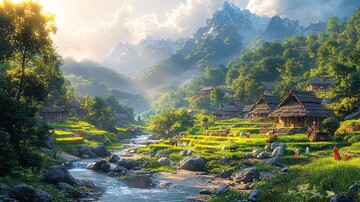 山村晨光山村晨光森林