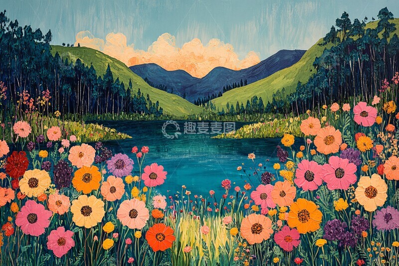 高清大图下载【趣麦麦图】青山湖畔花丛间2