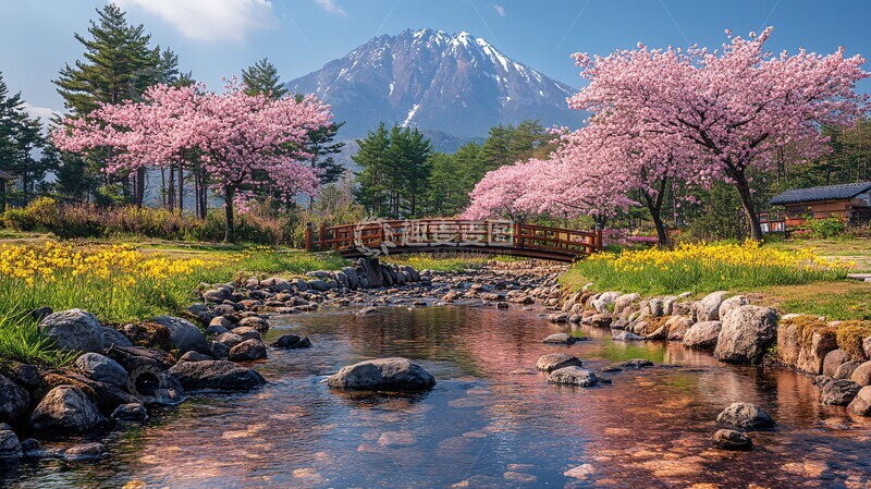 高清大图下载【趣麦麦图】樱花桥流山樱花桥流山景1