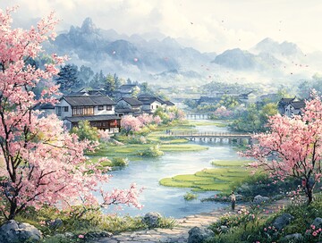 春日江南水乡图1