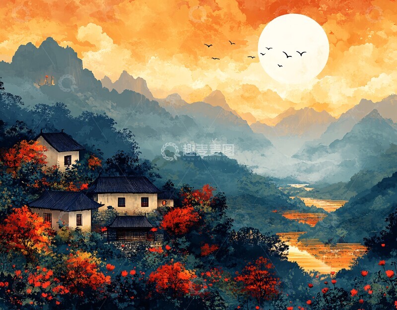 高清大图下载【趣麦麦图】稻田中的对话