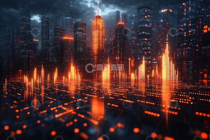 高清大图下载【趣麦麦图】股市图表城市1