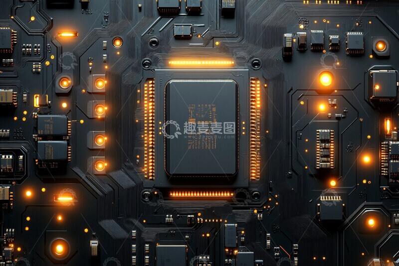 高清大图下载【趣麦麦图】电路板与芯片1