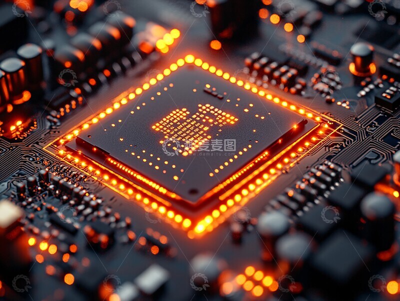高清大图下载【趣麦麦图】芯片特写芯片场景光线