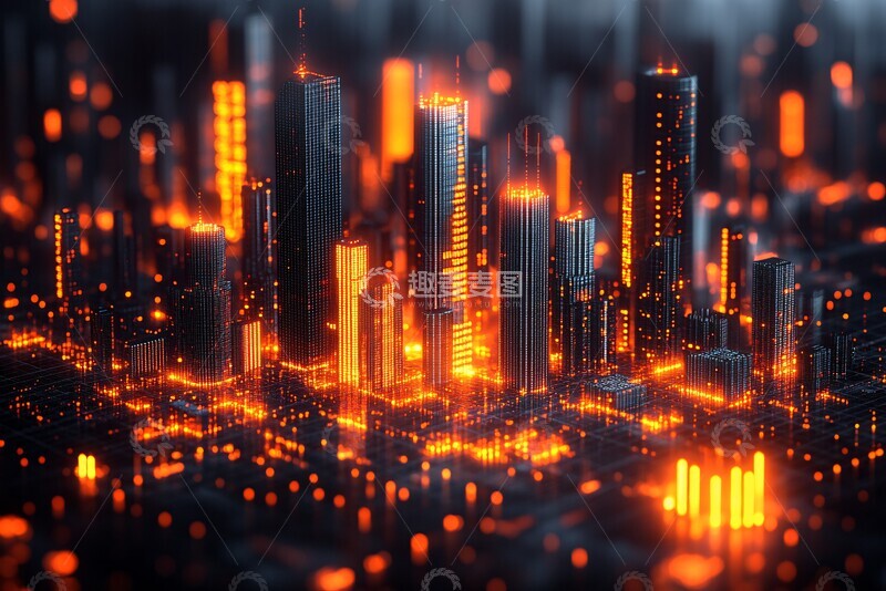 高清大图下载【趣麦麦图】股市图表城市