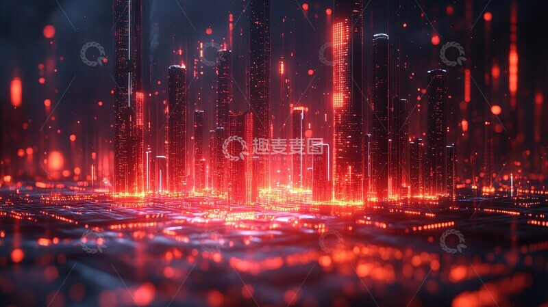 高清大图下载【趣麦麦图】红色立体城市模型2