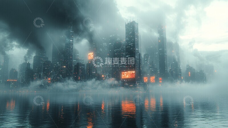 高清大图下载【趣麦麦图】城市海湾数字屏幕1