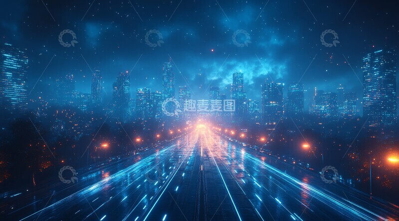 高清大图下载【趣麦麦图】蓝色城市风光2