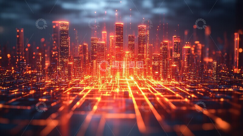 高清大图下载【趣麦麦图】红色立体城市模型1