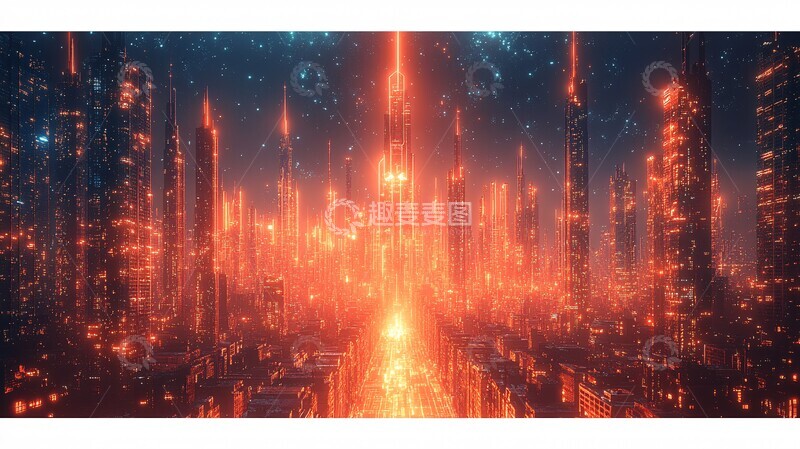 高清大图下载【趣麦麦图】高楼林立光影交错1