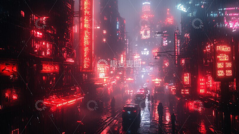 高清大图下载【趣麦麦图】霓虹都市未来乱象