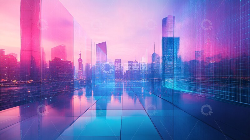 高清大图下载【趣麦麦图】-蓝紫立方玻璃路1