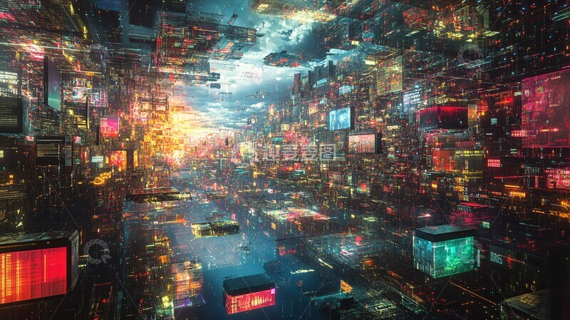 高清大图下载【趣麦麦图】数据流世界信息数据流体1