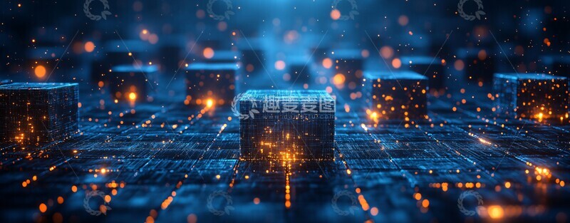 高清大图下载【趣麦麦图】黑色立方体网络1