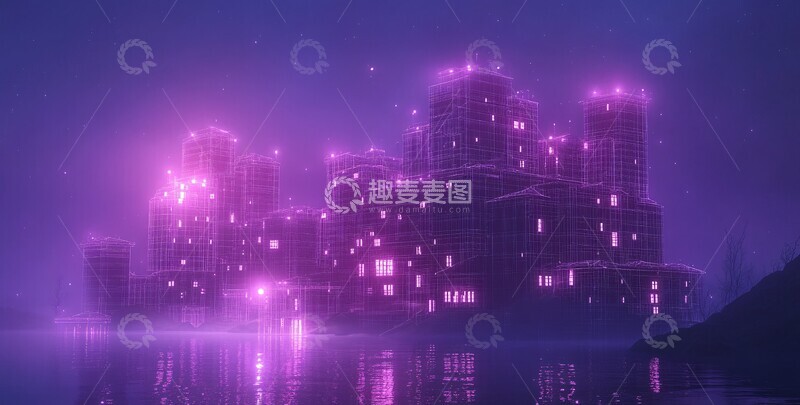 高清大图下载【趣麦麦图】建筑低多边形背景