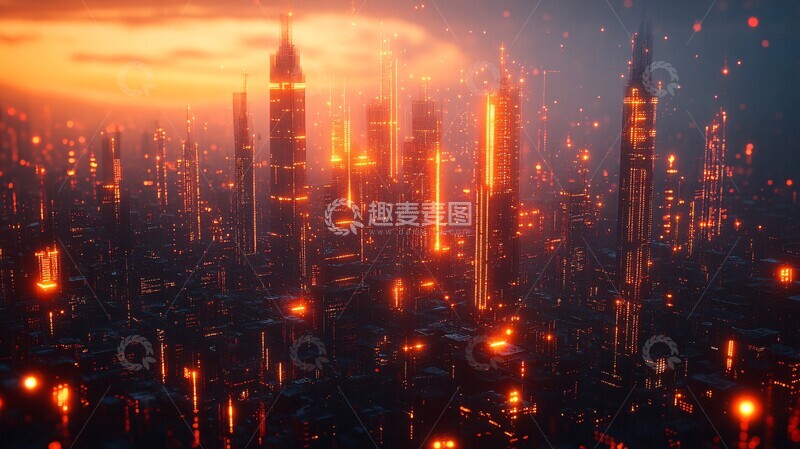 高清大图下载【趣麦麦图】网络城市轮廓线1