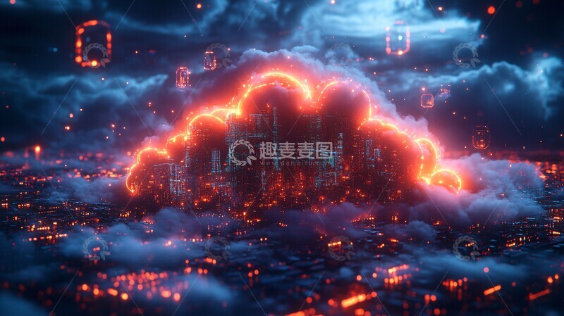 高清大图下载【趣麦麦图】数字云层城市1
