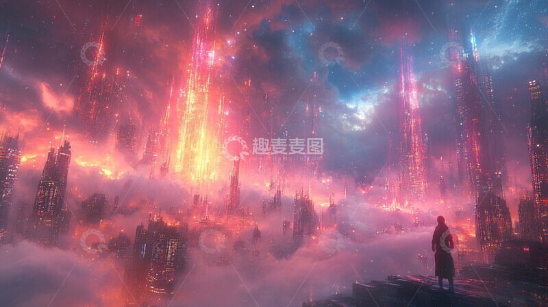 高清大图下载【趣麦麦图】垂直光束城市景观