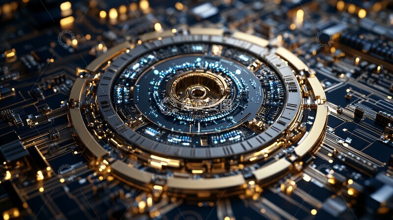 高清大图下载【趣麦麦图】蓝色粒子电路图2