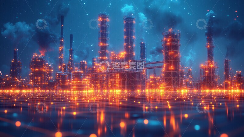 高清大图下载【趣麦麦图】油气发电厂夜色图