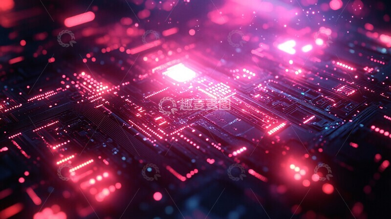 高清大图下载【趣麦麦图】蓝色粉色电路纹理1