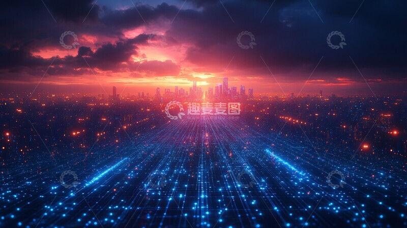高清大图下载【趣麦麦图】数据点城市网络