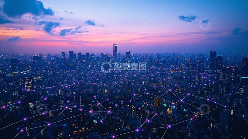 高清大图下载【趣麦麦图】数据连接未来城市1