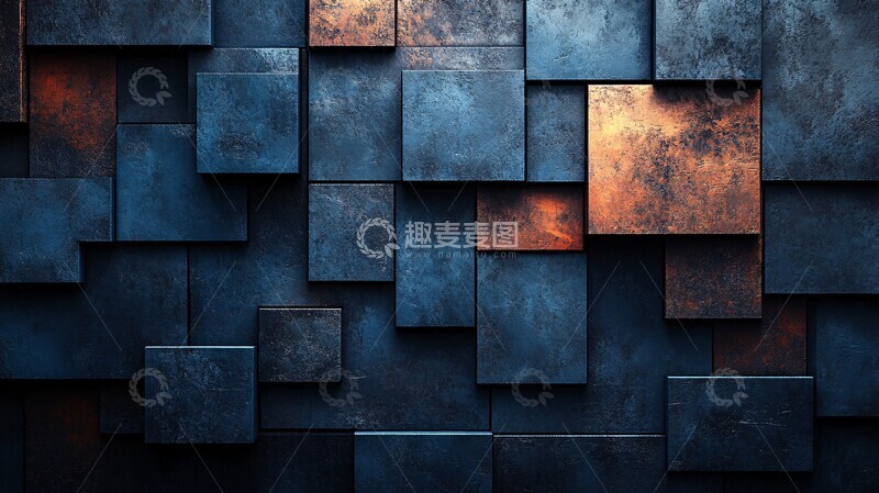 高清大图下载【趣麦麦图】科技蓝线立方分布2