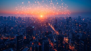 夜晚城市通讯线