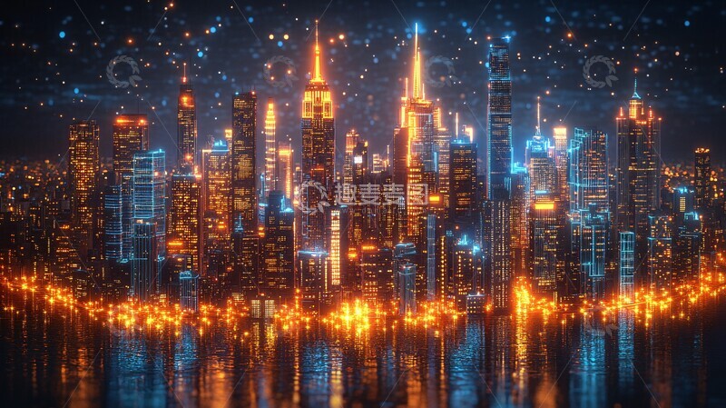 高清大图下载【趣麦麦图】水彩金融城景观1