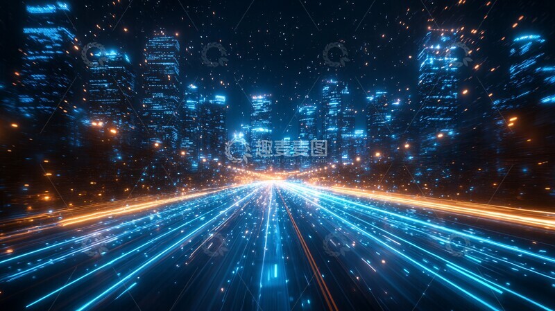 高清大图下载【趣麦麦图】科技高速隧道夜景1