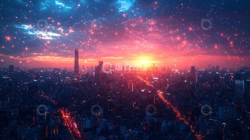 高清大图下载【趣麦麦图】数据连接未来城市
