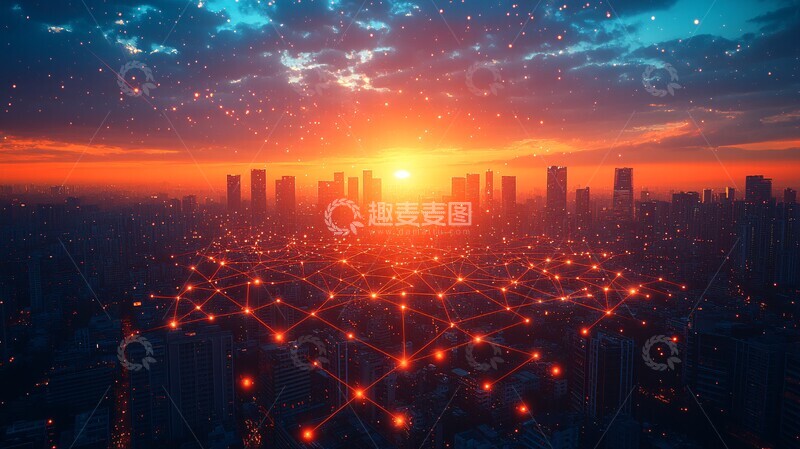 高清大图下载【趣麦麦图】数字网络城市连接