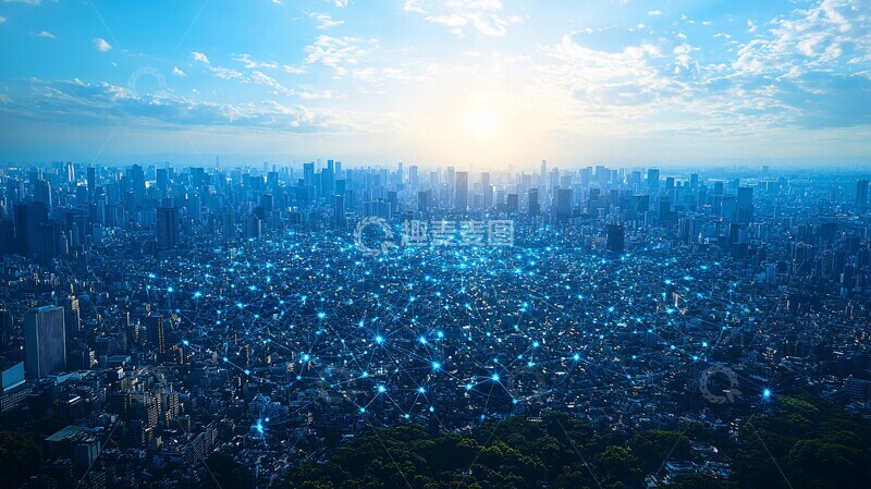 高清大图下载【趣麦麦图】数字网络城市连接1