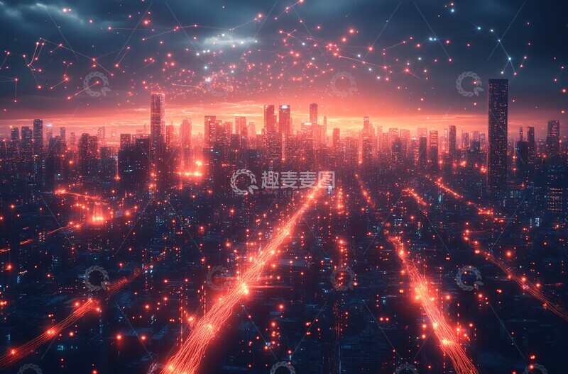 高清大图下载【趣麦麦图】智能城市连接