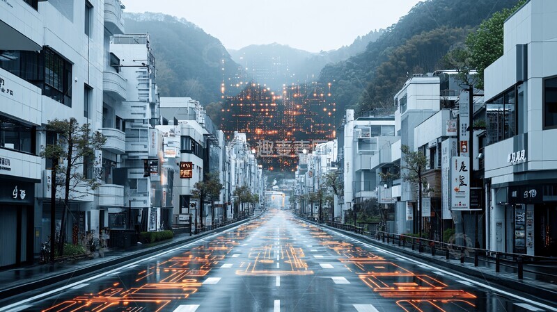 高清大图下载【趣麦麦图】数字建筑与通信路径1