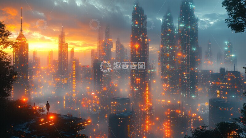 高清大图下载【趣麦麦图】玻璃建筑光网2