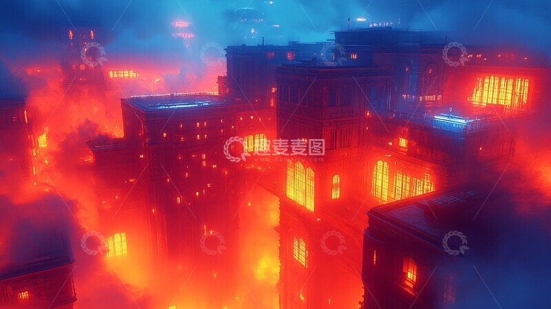 高清大图下载【趣麦麦图】蓝色科技城市夜景