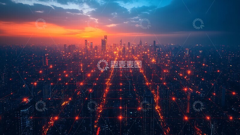 高清大图下载【趣麦麦图】数据连接城市8