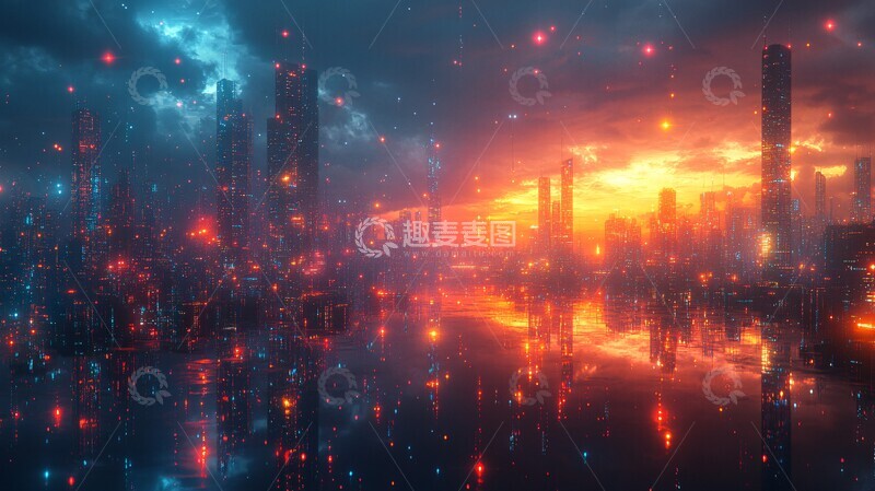 高清大图下载【趣麦麦图】玻璃建筑光网